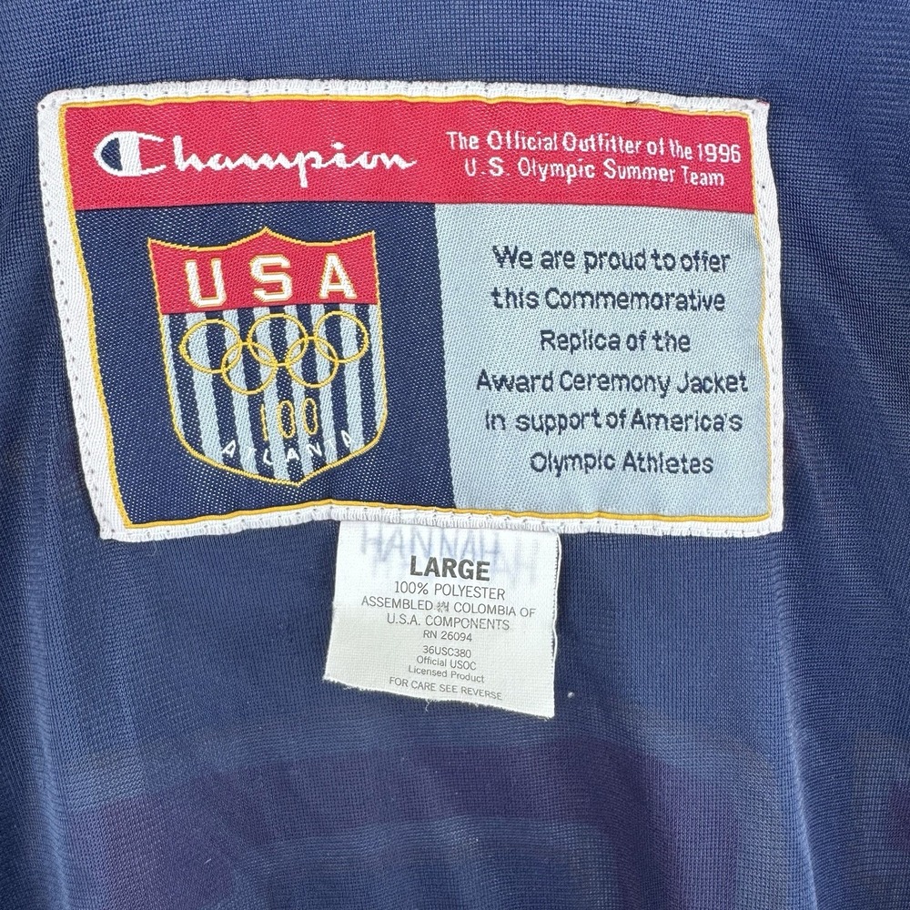 VTG Champion 1996 USA Official Olympic Team Windbreaker Jacket Large Blue - Picture 10 of 15